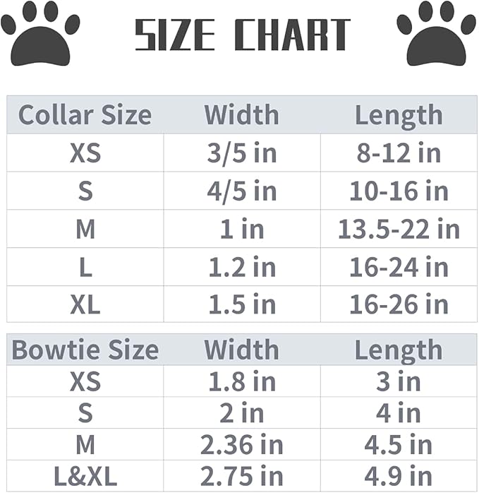 Lionet Paws Dog Collar with Bow Tie - Soft Comfortable Adjustable Collars with Metal Buckle for Large Dogs, Neck 16-24 Inches