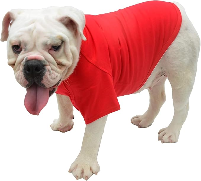Lovelonglong Bulldog Clothes Dog Clothing Blank T-Shirt Tee Shirts for French Bulldog English Bulldog American Pit Bull Pugs 100% Cotton Skin Care Red B-S