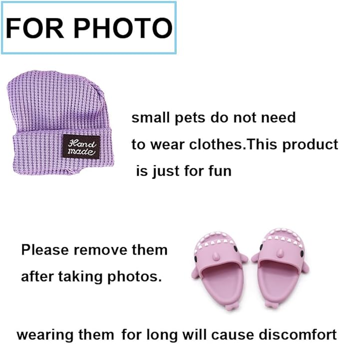 Hamster Costume Set with Shirt, Hat, Shoes, Small Animal Cute Shark Slipper for Real Pets, Cute Mini Rat Holiday Party Clothes, for Fun, Photos. (Blue)