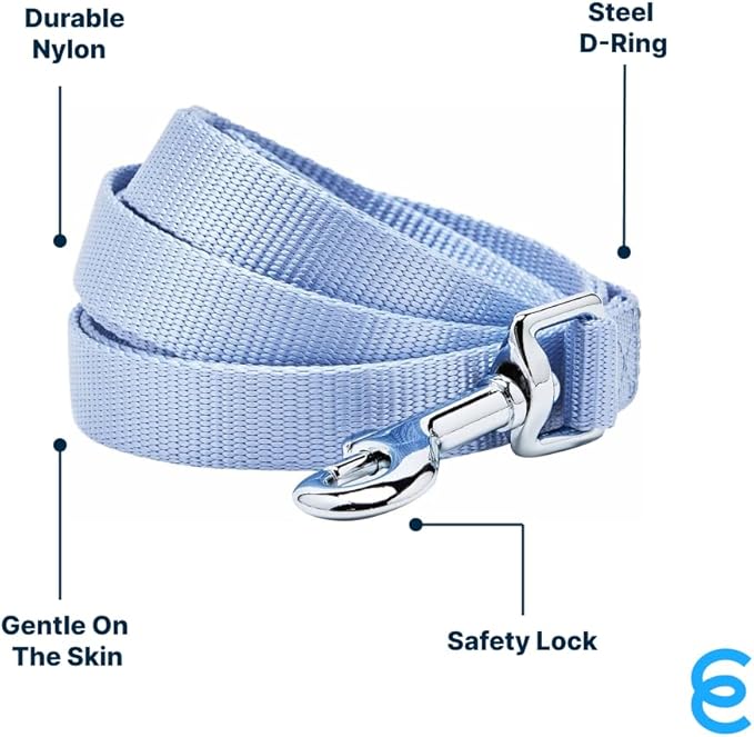 Blueberry Pet Essentials Durable Classic Dog Leash | Basic Nylon Dog Leash | 5ft. x 3/4" Medium Dog Leash | Chambray Blue Dog Leash | Standard Dog Leashes & Lightweight Dog Leash for Training