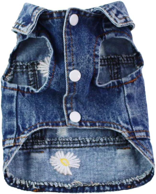 Pet Clothes Denim Dog Costume Summer Cowboy Vest Daisy Shirt Jeans Jacket Puppy Clothing for Chihuahua Yorkies