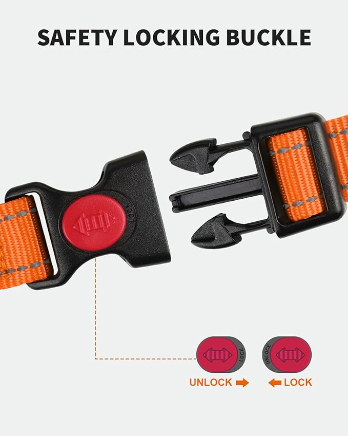 FunTags Reflective Martingale Collar for Dogs, Quick Release Buckle, 5FT Double Handle Dog Leash Padded, Dog Collar and Leash Set, Adjustable for Small Dogs (Orange, S)