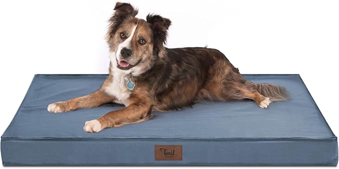 Orthopedic Dog Bed for Large Dogs - Pet Bed with Removable Washable Cover, Large Waterproof Dog Crate Bed for Large Sized Dog with Egg Crate Foam, Blue
