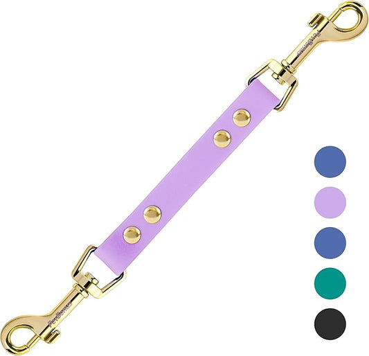PetBonus Dog Collar Safety Clip, Waterproof Backup Safety Strap for Dog Harness to Prong Collar, Odor Proof Double Ended Clasp Leash Connector for Training Walking (Purple)