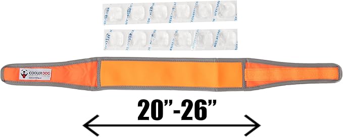 Hi-Vis Dog Cooling Collar - Orange Reflective Re-Freezable Ice Collar (Large)