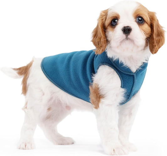 Stretch Fleece Dog Coat, Stretchy Pet Sweater, Machine Washable Pullover for Winter and Fall, Marine Blue, 4