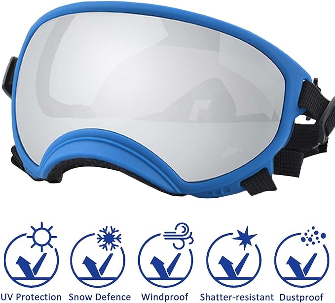 Small Dog Sunglasses with Adjustable Strap UV Protection, Winproof Dog Puppy Sunglasses, Suitable for Small Dog Pet Glasses, Dogs Eyes Protection，Soft Dog Goggles