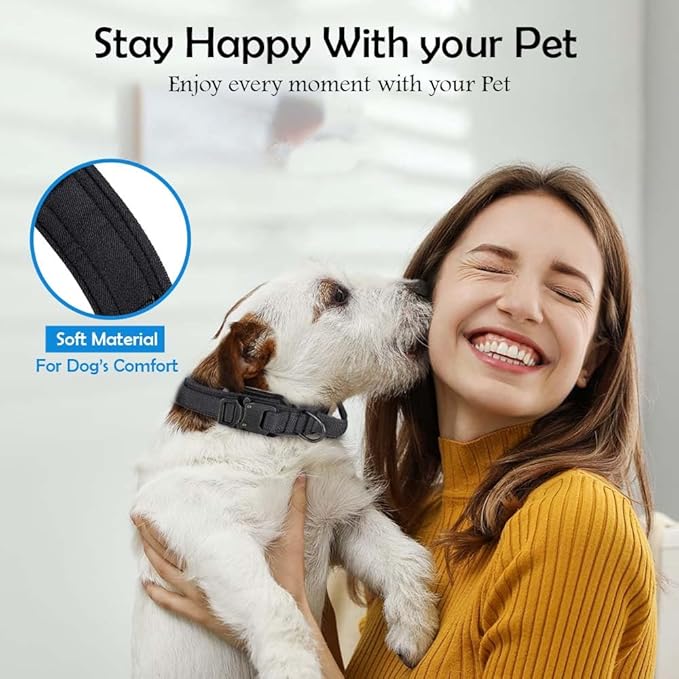 Adjustable Dog Collar - Easy Click Buckle for Small to Medium Dogs - Comfortable Neoprene Padding for Male & Female Dogs, Pet Collar for Puppies & Adult Dogs - Black