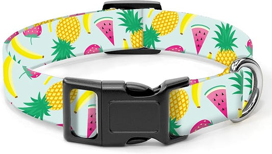Dog Collar, Cute Dog Collar for Small Medium Large Dogs, Personalized Adjustable Soft Pet Collars with Quick Release Buckle for Walking Running, Watermelon&Pineapples