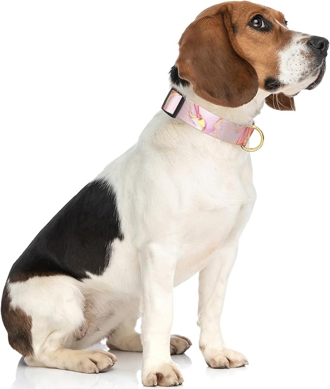Rnivvi Dog Collar, Adjustable Dog Collars for Medium Dogs, Cute Puppy Collar for Boy and Girl Dogs, Soft Pet Collar with Quick Release Buckle for Walking Running, Pink Marble Dog Collars
