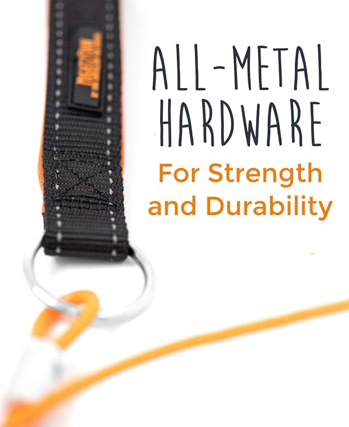 Mighty Paw Dog Leash - Anti Biting Pets Leashes - Chew Proof Metal Cable - Ideal for Large Dogs and Teething Puppies - Braided Cord with Padded Handle - Six Foot - Orange