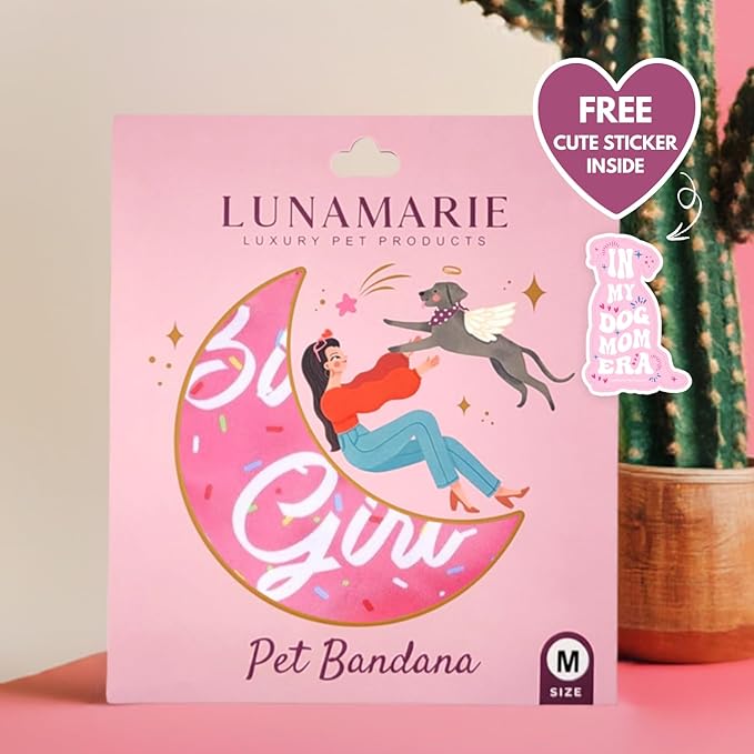 Luxury Pet Birthday Bandanas -Premium & Silky Poly Fabric | 100% Handmade | Custom Shape Dual Layered (Birthday Girl, X-Small)