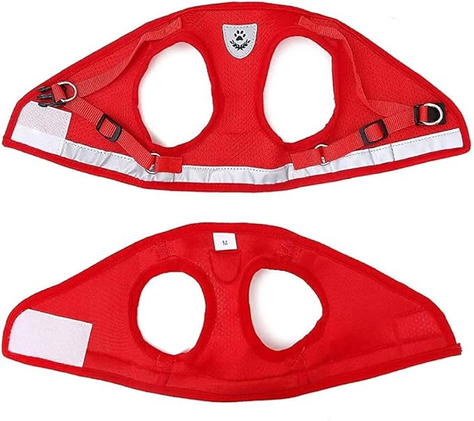 FEimaX Dog Harness and Leash Set for Walking, Soft Mesh Adjustable Easy Control Lightweight Cat Vest Harnesses with Reflective Strips, Escape Proof Small Dogs Cats Vests (Red, Small)