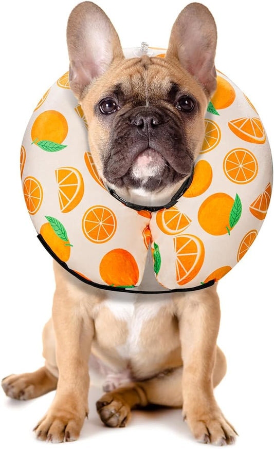 Dog Cone Collar for Small to Large Dogs for After Surgery, Pet Inflatable Neck Donut Collar Soft Protective Recovery Cone for Dogs and Cats - Alternative E Collar Does Not Block Vision - Orange,M