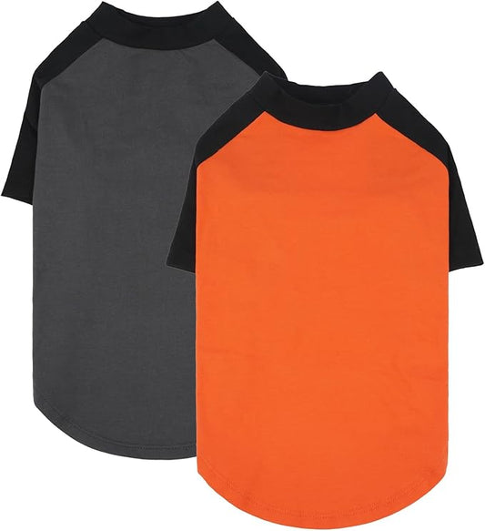 2 Pack Dog Shirts Pet Tshirt with Sleeves Soft Tank Top for Sensitive Skin Sun Protection, Breathable & Stretchy Dog Clothes for Small to Large Dogs Lightweight Summer Pet Outfit, Grey+Orange