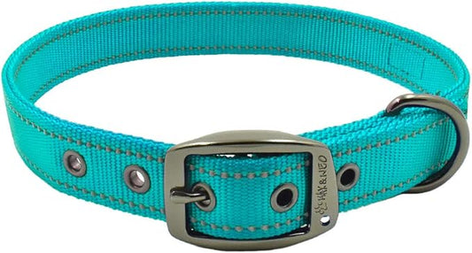 Max and Neo MAX Reflective Metal Buckle Dog Collar - Medium, Teal