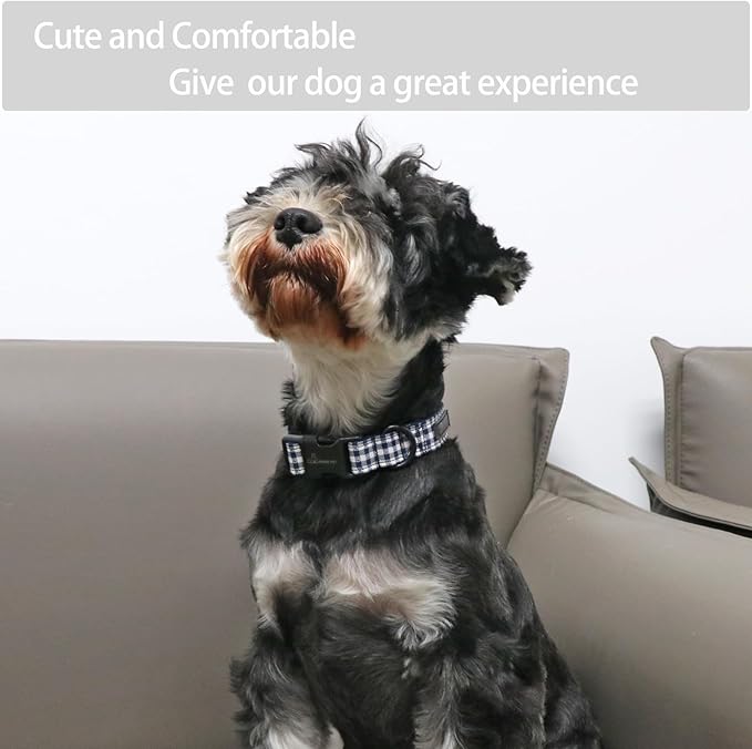 ARING PET Dog Collar-Cute Dog Collar for Small Dogs, Adjustable Comfortable Cotton Plaid Pet Collars for Small Medium Large Male Female Dogs, Large