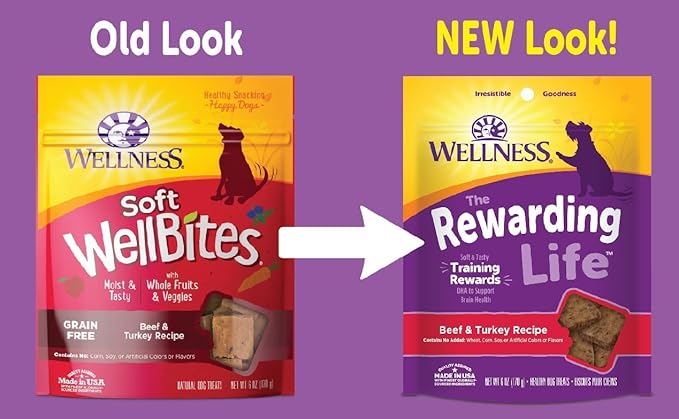 Wellness-Wellbites Natural Grain Free Soft Dog Treats, 5 Flavor (Beef & Turkey, Chicken & Venison, Chicken & Lamb, Turkey & Duck, Lamb & Salmon) 6 oz