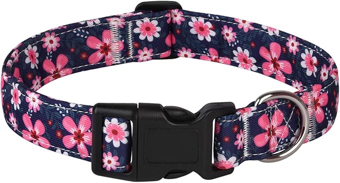 Dog Collar, Adjustable Dog Collar for Small Medium Large Dogs, Cute Puppy Collar for Boy and Girl Dogs, Cute Design for Boys Girls Male Female Dog Pet Collar(Big Pink Floral,S)