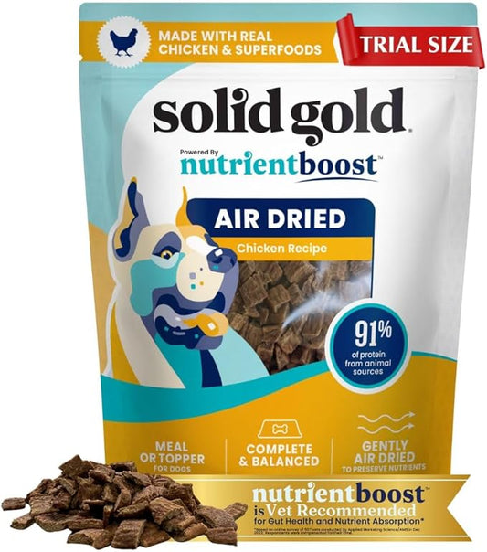 Solid Gold Air Dried Dog Food Toppers for Picky Eaters - Healthy Dog Treats Made with Real Chicken to Serve as Meal Topper or Dog Treat - Supports Muscle Growth, Immunity, and Healthy Digestion - 4 oz