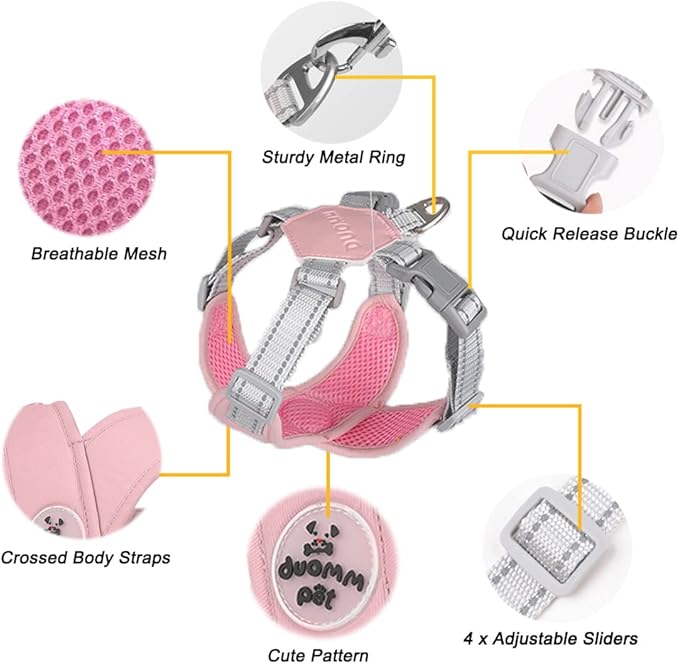 FEimaX Dog Harness Pet X Frame No Pull Step-in Harnesses with Leash Set, Adjustable Reflective Choke Free Puppy with Padded Vest for Small, Medium Dogs and Cats Walking Training