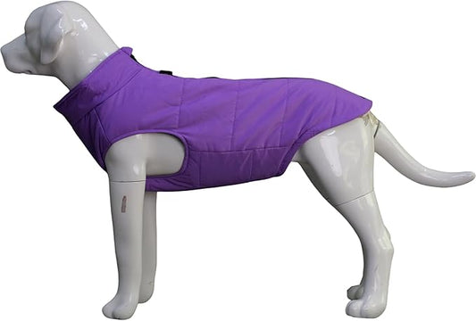 Purple Dog Winter Coat - Waterproof, Windproof, Ultra Warm, Breathable, Soft, Zippered Jacket with Cotton Lining for Small, Medium, Large Dogs