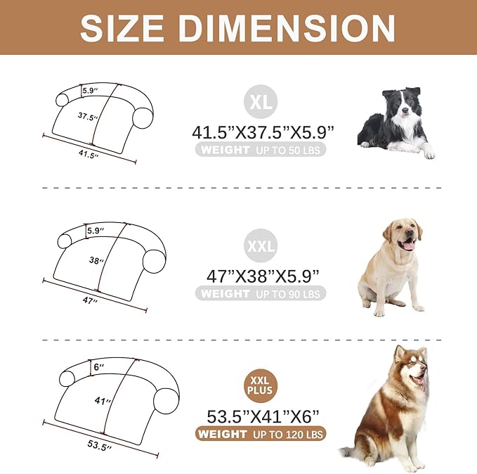 Dogs/Cats Bed Mats, Couch Cover for Dogs, Sofa Style Luxurious Mat for Pets, Waterproof Lining and Nonskid Bottom Perfect on Dog Crate, Cat Cage or in The Car. (Desert Brown, XXLPlus)