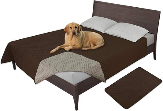 Easy-Going 100% Waterproof Dog Bed Cover, Non-Slip Pet Blanket for Furniture, Washable Couch Cover, Repleasement Sofa Cover (120X82 in,Coffee)
