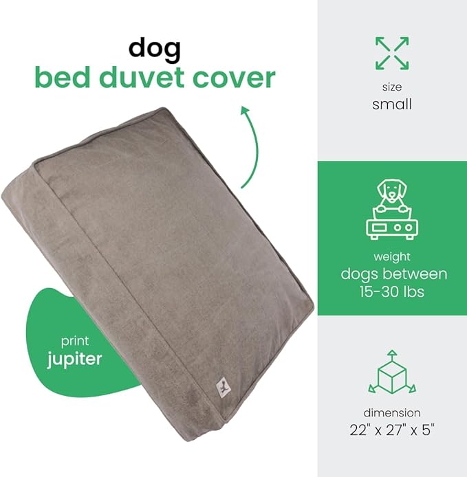 Molly Mutt Jupiter Dog Bed Duvet Cover, GOTS-Certified 100% Cotton Canvas Cover for Dog, Puppy, or Cat Bed, Durable, Washable, and Free of Harmful Chemicals, Small, 22"x27"x5", Brown