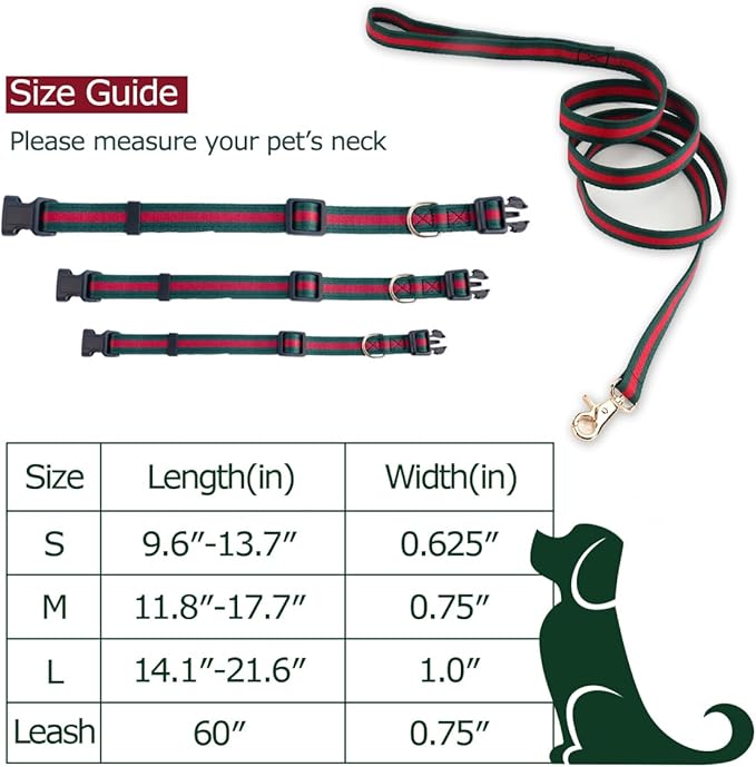 Elegant Luxury Dog Collar and Leash Set - Soft, Durable Collars and Leashes for Large Dogs