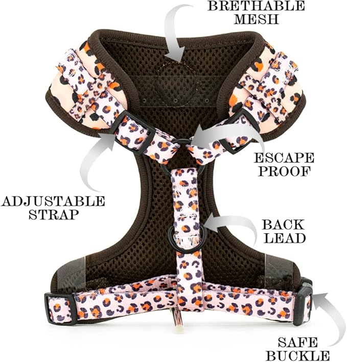 Dog Cat Harness and Leash Set, Puppia Soft Mesh Padded and Adjustable Puppy Vest Cute Dog Clothes Escape Proof Easy Walk Pet Accessories