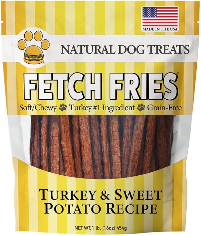 Turkey and Sweet Potato Jerky, All Natural Dog Treats, Soft and Chewy, Made in USA, Grain Free (16 oz)