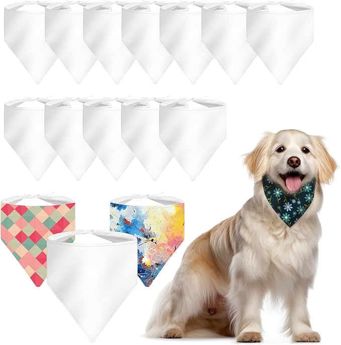 30 PCS Sublimation Blank Dog Bandana, DIY Custom Holiday Scarf, Pet Triangle Bib Handkerchief, Large Dog Accessories Tags Blanks Bulk