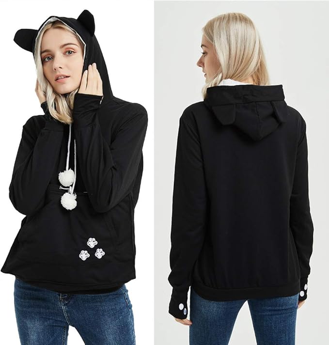 Unisex Pet Carrier Hoodie Cat Dog Pouch Holder Sweatshirt Shirt Top