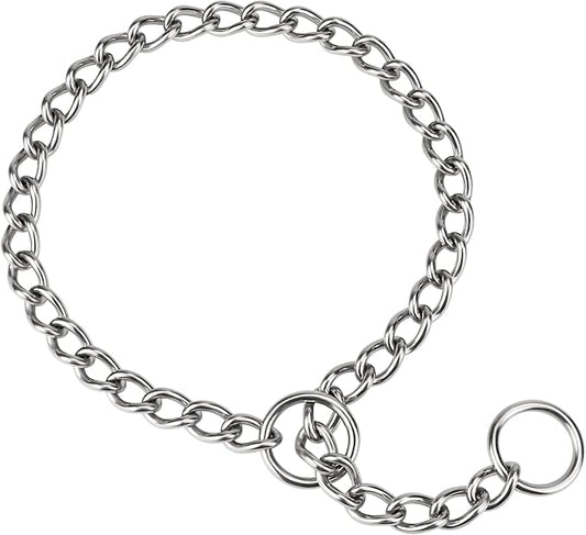 TagME Chain Choke Collar for Dogs, Adjustable Weather Proof Necklace for Large Dogs, Alloy Steel Pet Training Collar