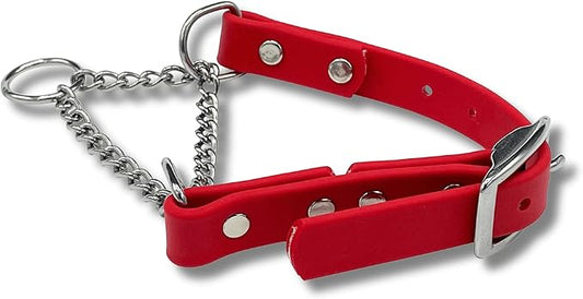Martingale Collar for Dogs, Biothane, Stainless Steel Hardware, No Pull, Made in The USA, Professional Grade, XXS, Red