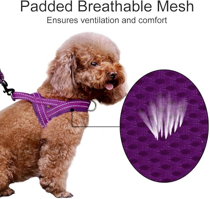 Plutus Pet No Pull Dog Harness with Breathable Mesh Padded, Adjustable Reflective Escape Proof Dog Harness, Quick Fit Dog Vest Harness for Small Medium Large Dogs(M, Purple)
