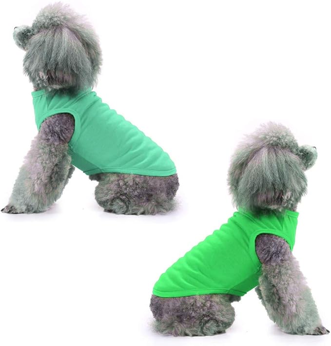 Chol&Vivi Dog Shirt, 4pcs Blank Cotton Shirts Fit for Extra Small to Extra Large Size Dogs, Sleeveless Apparel Soft and Lightweight, Tank Top for All Breeds, Light Blue/Green/Pink/Rose Red, X-Large