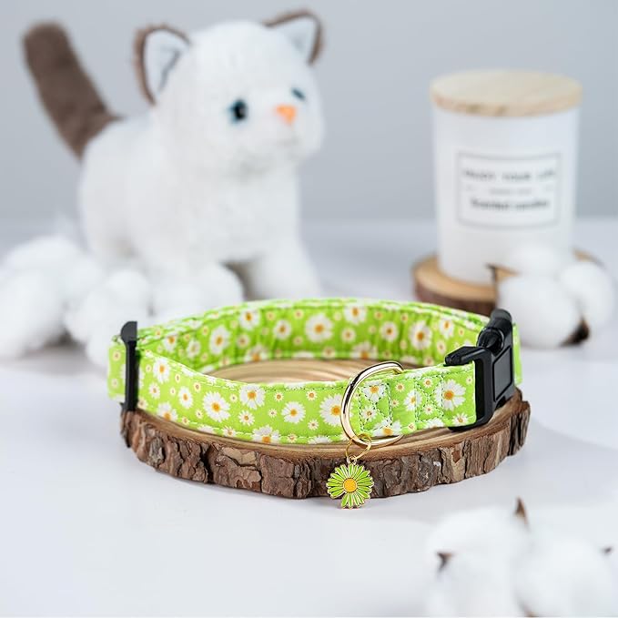 Cute Cotton Dog Collar for Boy and Girl Dogs Fresh Flower Pattern Puppy Collar for Small Medium Large Dogs Adjustable Flower Pattern Soft Pet Collar for Male Female Dogs