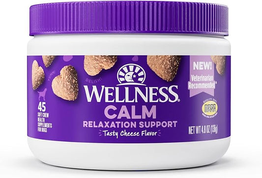 Wellness Tasty Cheese Flavored Soft Chews Calming Supplements for Dogs, 45 Count
