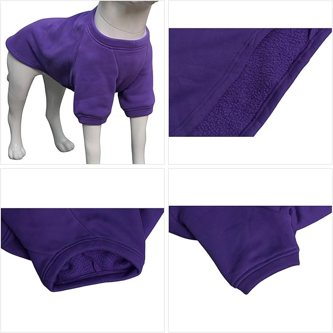 Lovelonglong Sweatshirt Cold Weather Pullover Autumn and Winter T-Shirts for Small Medium Large Size Dogs Purple L