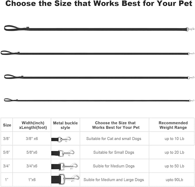 AMAGOOD 6 FT Cat Leash, Strong and Durable Traditional Style Leash with Easy to Use Collar Hook,Cat Lead Great for Cats (3/8 in x 6 ft,Black and Red(2-Pack))