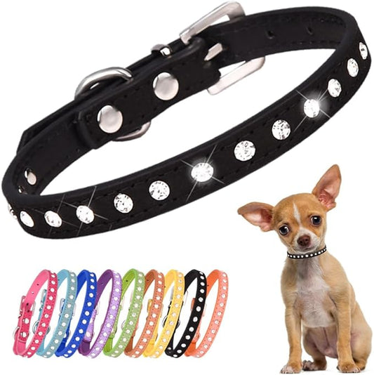 Black Bling Dog Collars for Medium Dogs, Pretty Sparkle Diamond Dog Collar Crystal Jewel Glitter Rhinestone Female Puppy Collar for Small Medium Pet Girl Dogs, M