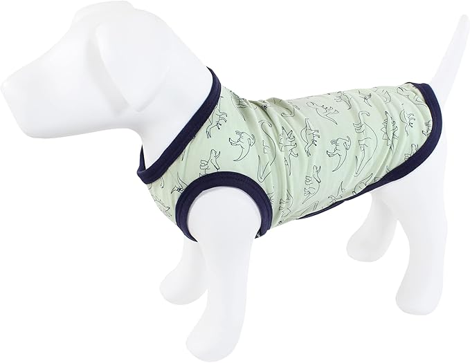 Luvable Friends Dog Pet Dog and Cats Cotton T-Shirts 2pk, Pizza Dino, Small