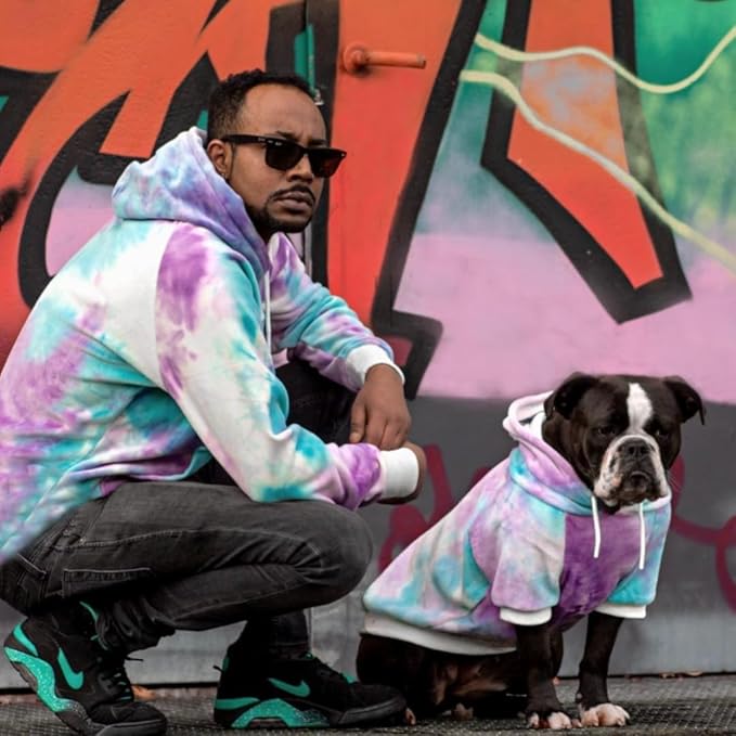 Spark Paws Dog Hoodie - Premium Quality, Buttery Soft, Superior Comfort and Fit, Calming Fleece Interior, Suitable for All Breeds - 90s Retro Sky Dye - 2XL