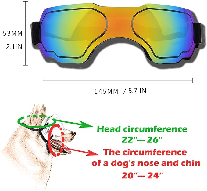 Large Dog Sunglasses, Dog Goggles with Adjustable Strap, UV Protection, Winproof, Snowproof