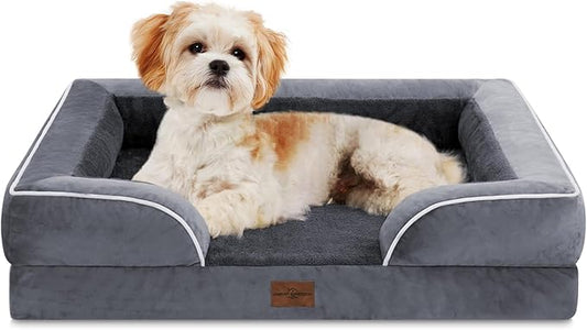 Comfort Expression Small Dog Beds Waterproof Orthopedic Foam Dog Sofa Beds for Small Dogs Comfy Pet Bed with Washable Removable Cover & Non-Slip Bottom(X-Small,Dark Grey)
