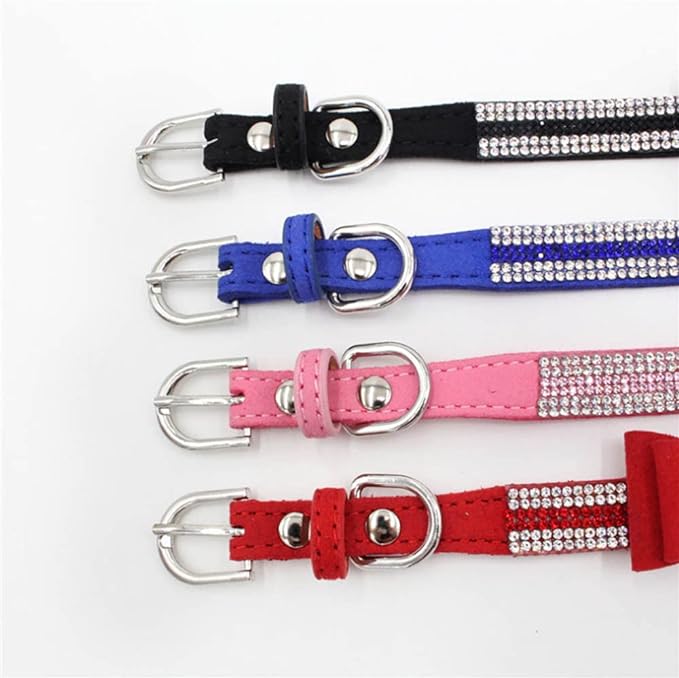 Small Dog Collar, Bling Rhinestone Diamond Fancy Crystal Glitter Pretty Jewel Pet Puppy Collars for XXS XS Small Medium Large Breed Girl Female Dogs Cats, Pink S