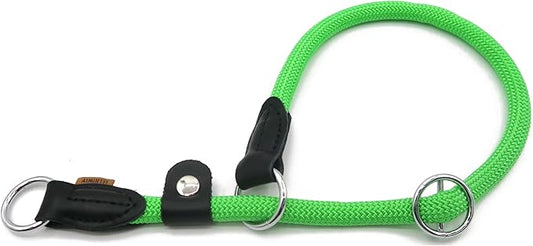 Braided Round Martingale Dog Collar, Training Collar with Slidable Stop Ring and Adjustable Stopper - Ideal for Large Dogs (L(1/2") - 20" Long, Light Green)