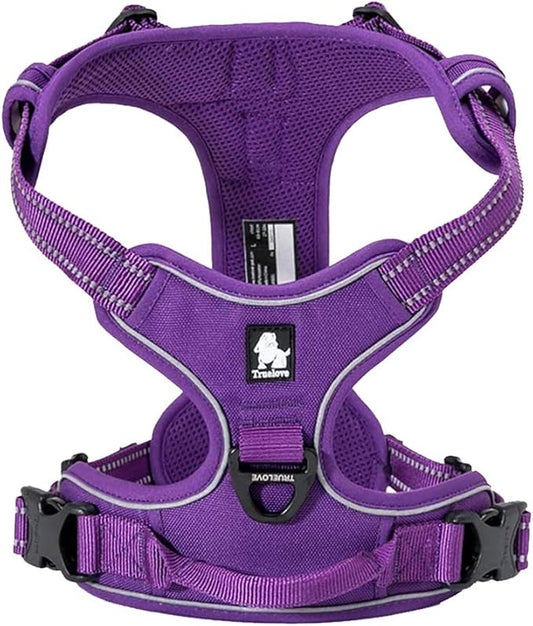 TRUE LOVE Adjustable No-Pull Dog Harness Reflective Pup Vest Harnesses Comfortable Control Brilliant Colors Truelove TLH5651(Purple,M)